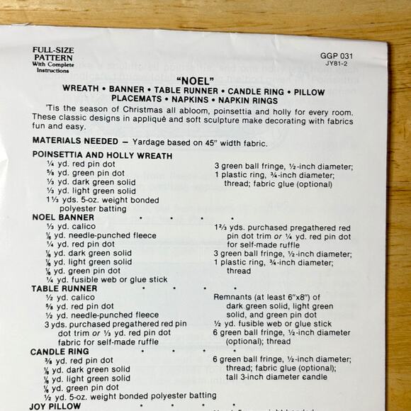 Vtg Patterns1980 Gingham Goose Noel Christmas Sewing Wreath Placemats Pillow etc - Picture 4 of 10